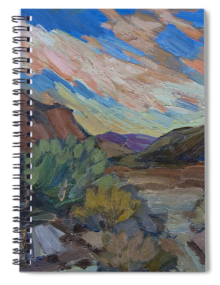 La Quinta Spiral Notebook featuring the painting A Walk in La Quinta Cove 2 by Diane McClary