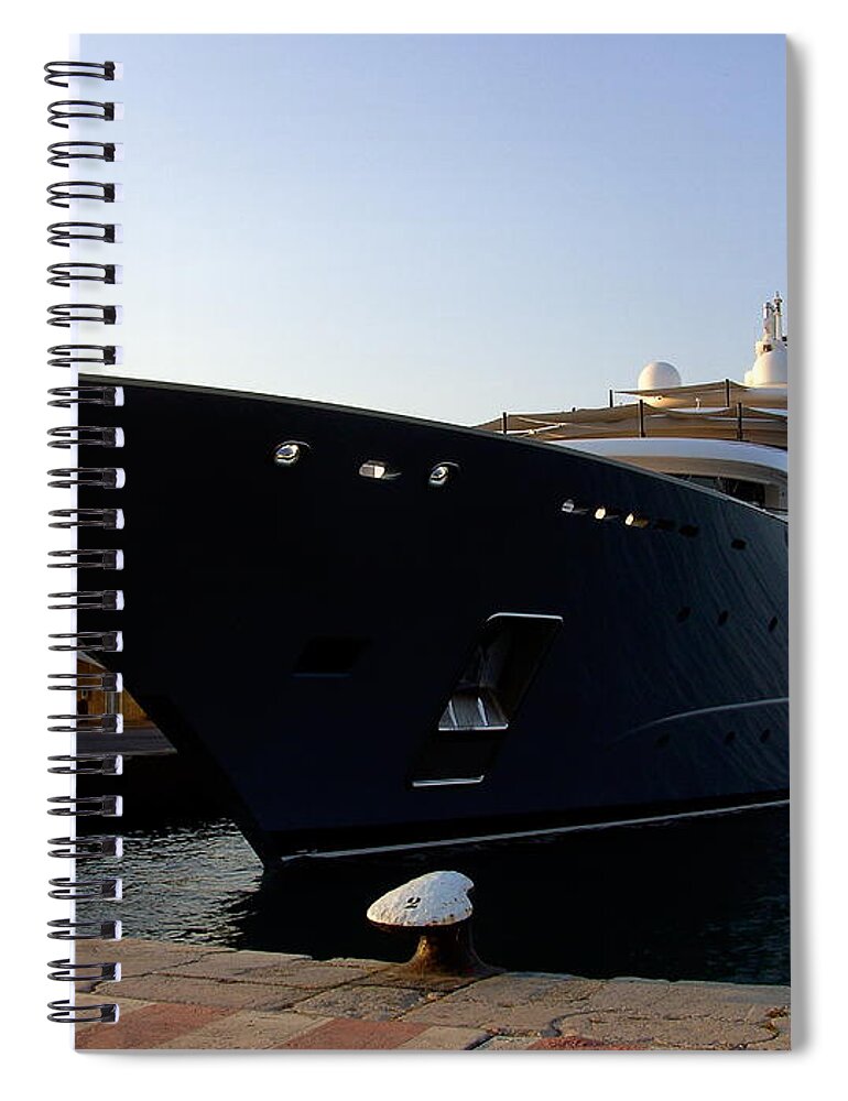 Dockside Spiral Notebook featuring the photograph A Weekend Boat by Steve Kearns