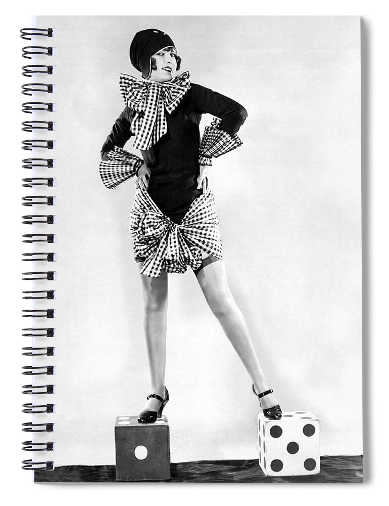 1926 Spiral Notebook featuring the photograph A Woman Standing On Dice by Underwood Archives