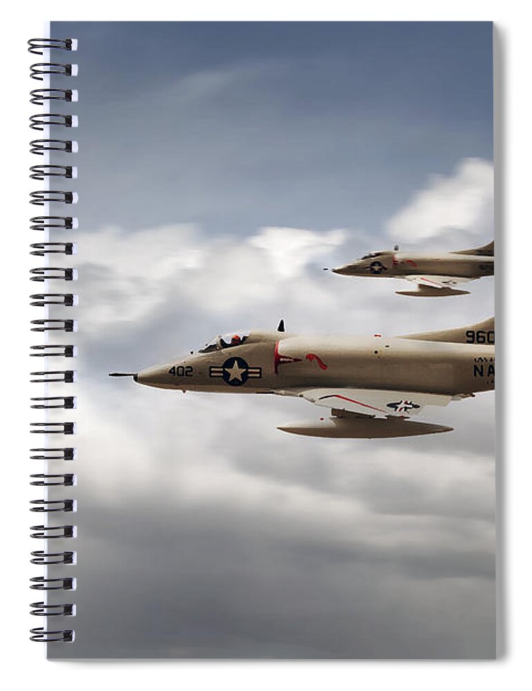 Douglas A-4 Skyhawk Spiral Notebook featuring the digital art A4 Skyhawks by Airpower Art