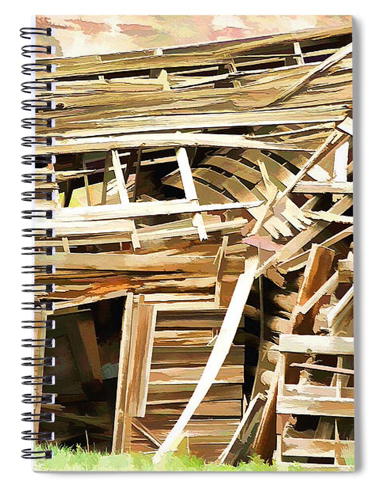 Old Weathered Cabins Spiral Notebook featuring the photograph Abandoned Cabin 3 by Ely Arsha