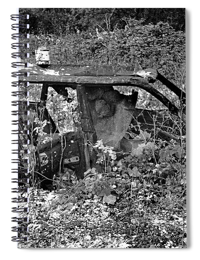 Car Wreck Photographs Spiral Notebook featuring the photograph Abandoned by David Davies