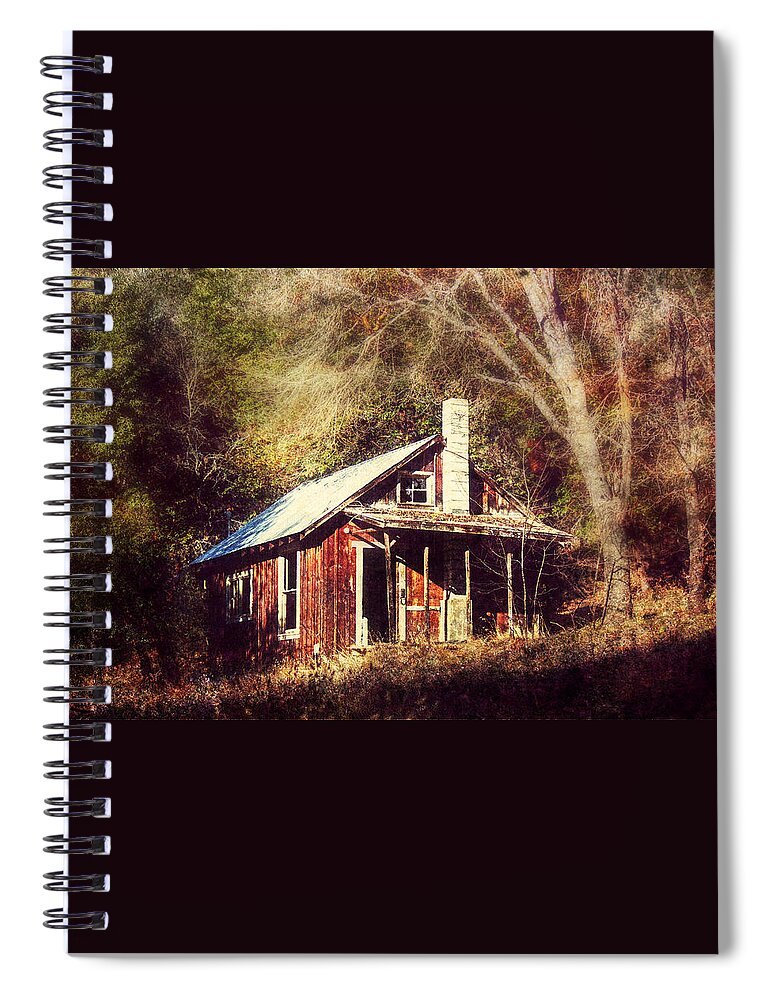 Log Cabin Spiral Notebook featuring the photograph Abandoned Dreams by Melanie Lankford Photography