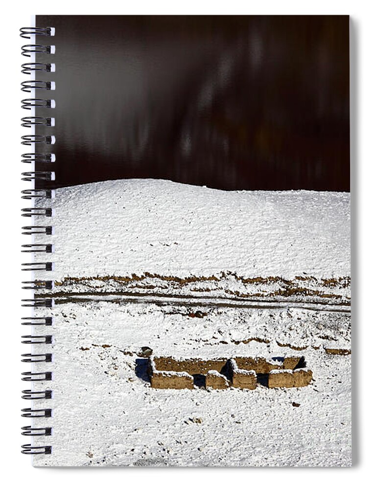 Winter Spiral Notebook featuring the photograph Abandoned house by the lake in winter by James Brunker