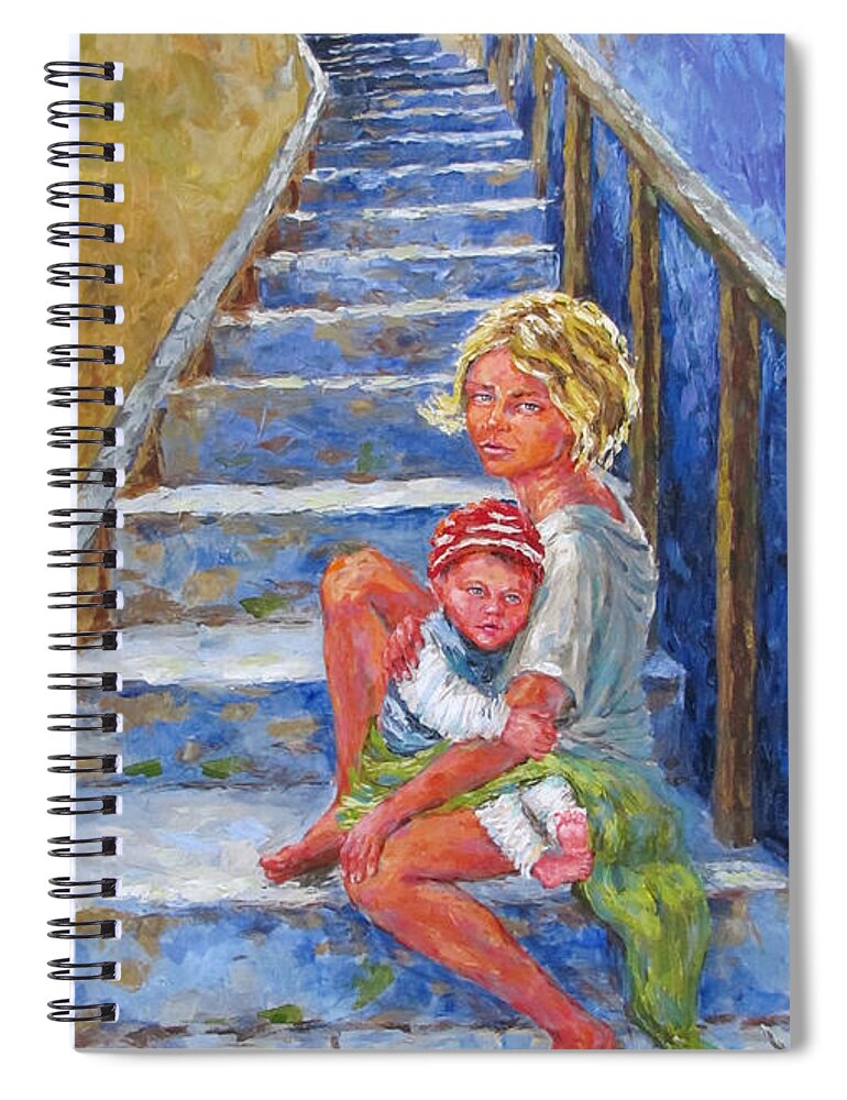 Siblings Spiral Notebook featuring the painting Abandoned by Jyotika Shroff