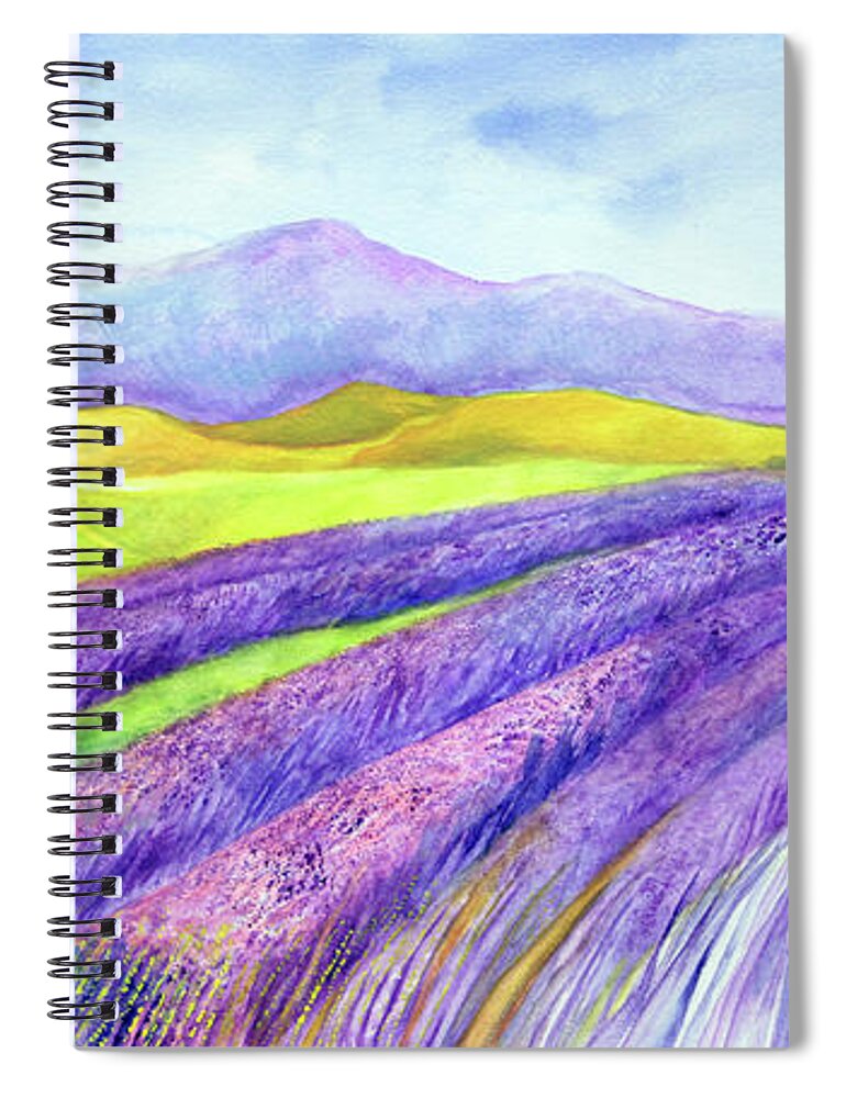 France Spiral Notebook featuring the painting Abbey Fields at Senanque by Kandy Cross
