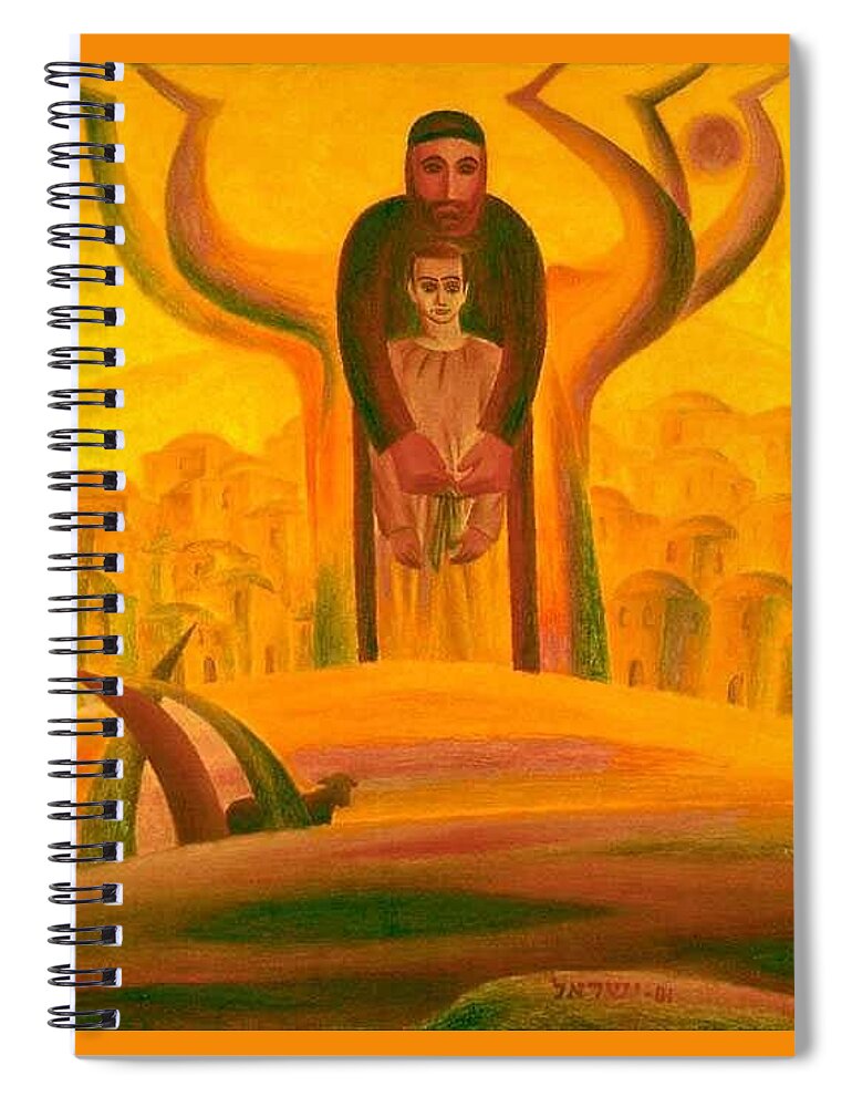 Abraham And Isaac Spiral Notebook featuring the painting Abraham and Isaac by Israel Tsvaygenbaum