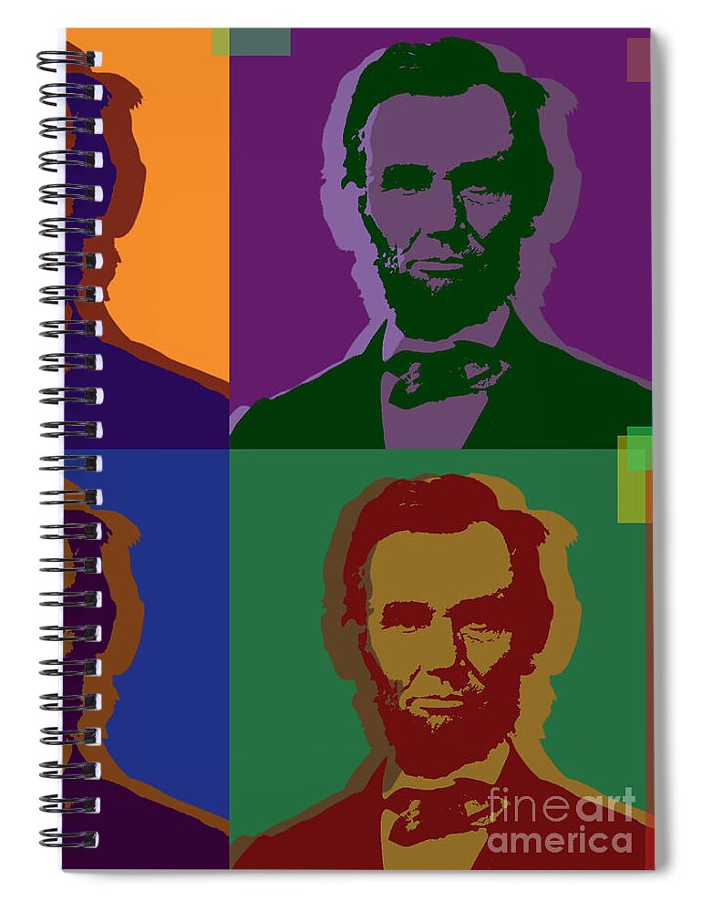 Lincoln Spiral Notebook featuring the digital art Abraham Lincoln by Jean luc Comperat