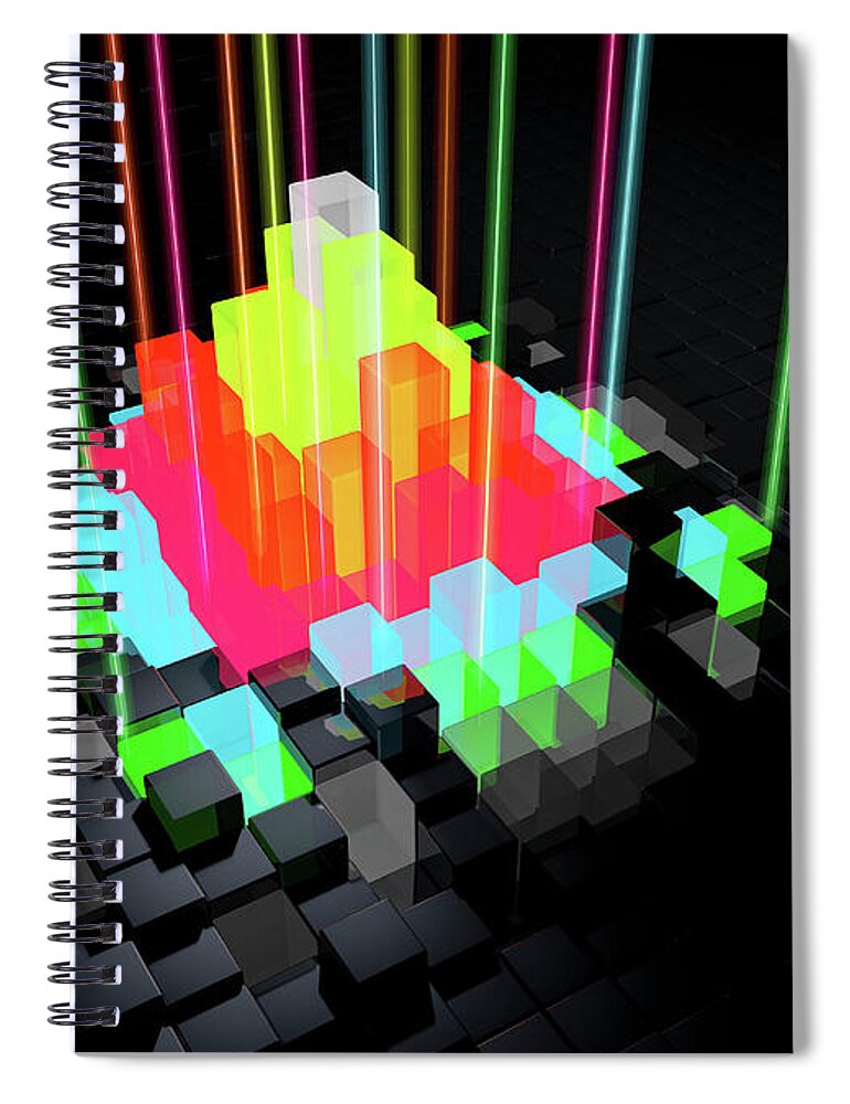 3 D Spiral Notebook featuring the photograph Abstract Bright Multicolored Block by Ikon Ikon Images