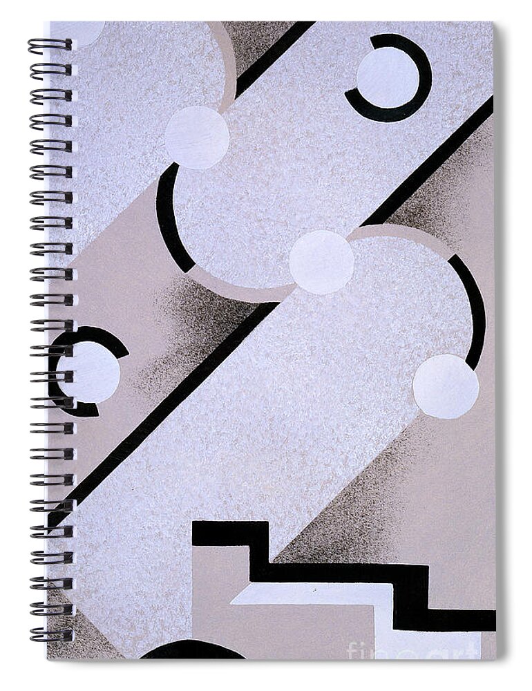 Art Deco Spiral Notebook featuring the painting Abstract design from Nouvelles Compositions Decoratives by Serge Gladky