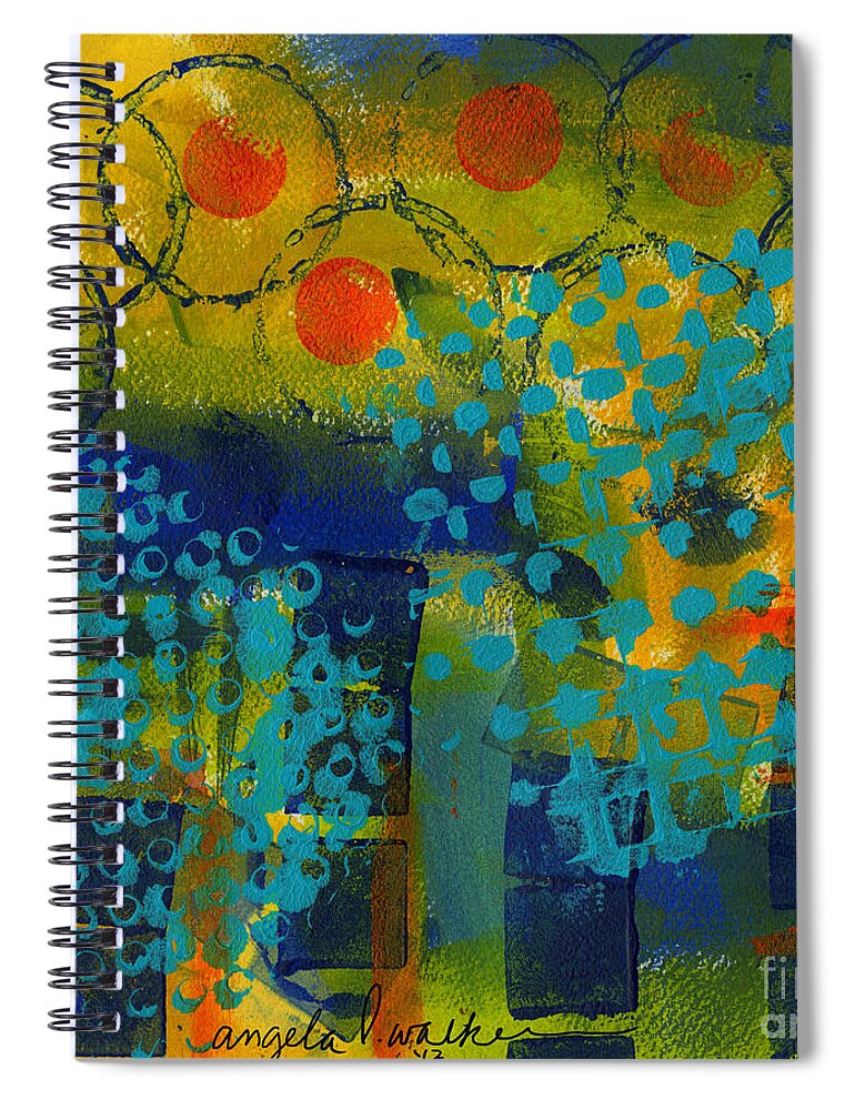 Abstract Mixed Media Spiral Notebook featuring the painting Abstract Expressions - Background Art by Angela L Walker
