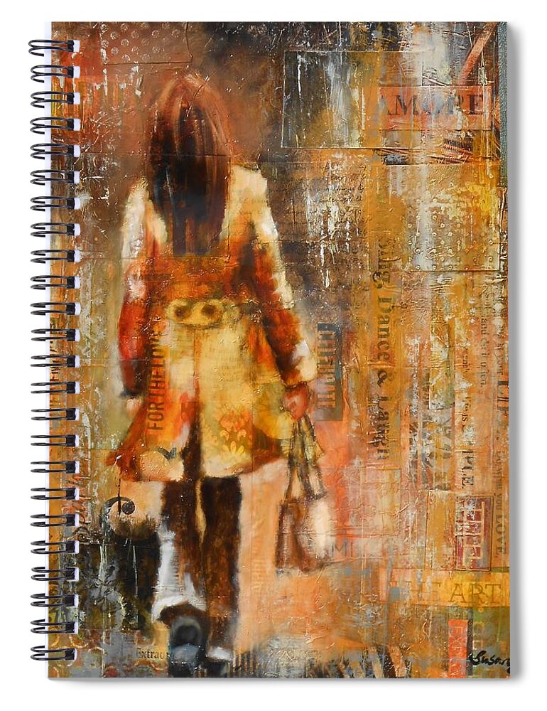 Lady Spiral Notebook featuring the painting Abstract Lady 5 by Susan Goh