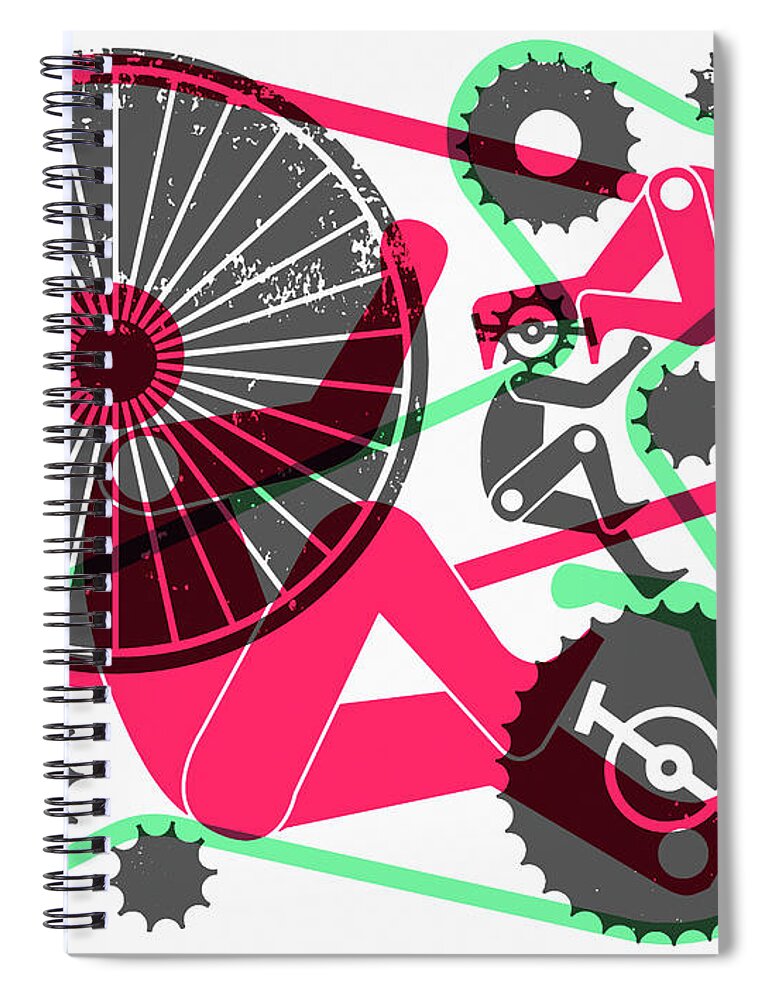 Abstract Spiral Notebook featuring the photograph Abstract Pattern Of Bicycles by Ikon Images