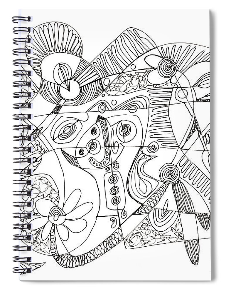 Abstract Spiral Notebook featuring the drawing Abstract Pen Drawing Thirty-Eight by Lynne Taetzsch