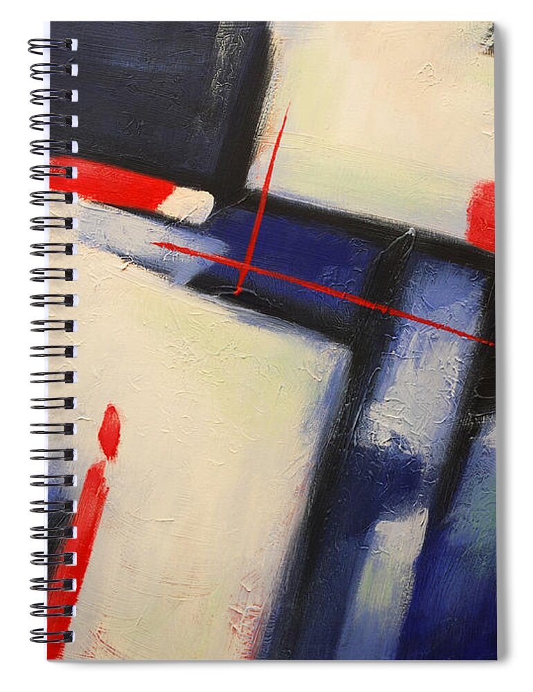 Abstract Spiral Notebook featuring the painting Abstract Red Blue by Glenn Pollard