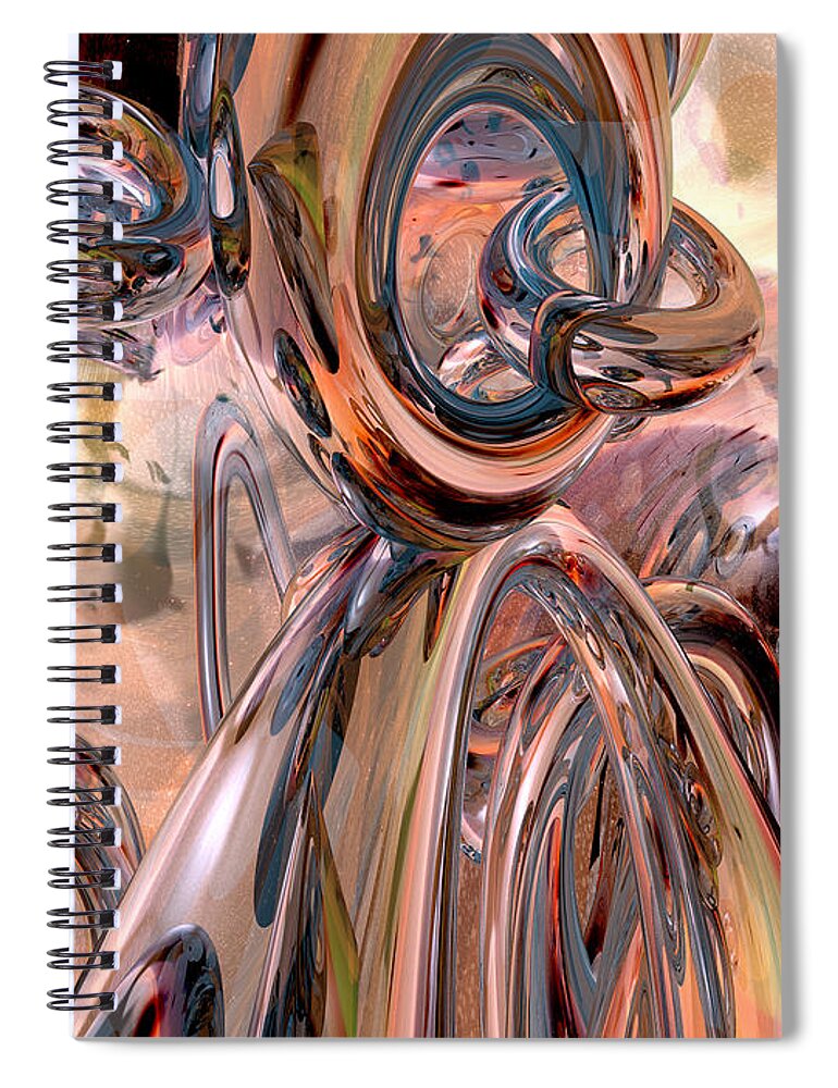 Abstract Spiral Notebook featuring the digital art Abstract Reflecting Rings by Phil Perkins