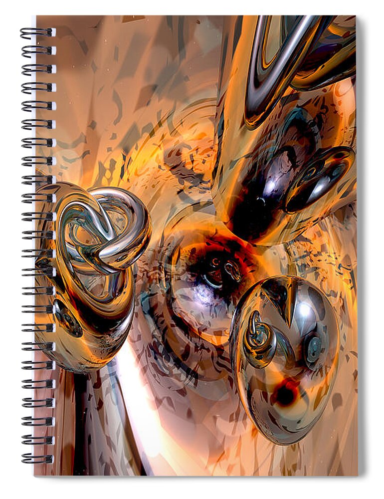 Abstract Spiral Notebook featuring the digital art Abstract Ring Connections by Phil Perkins