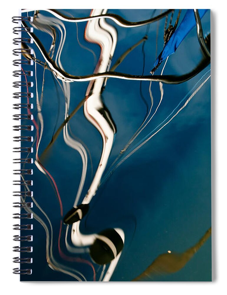 Sailboat Spiral Notebook featuring the photograph Abstract Sailboat Mast Reflection by Jani Freimann