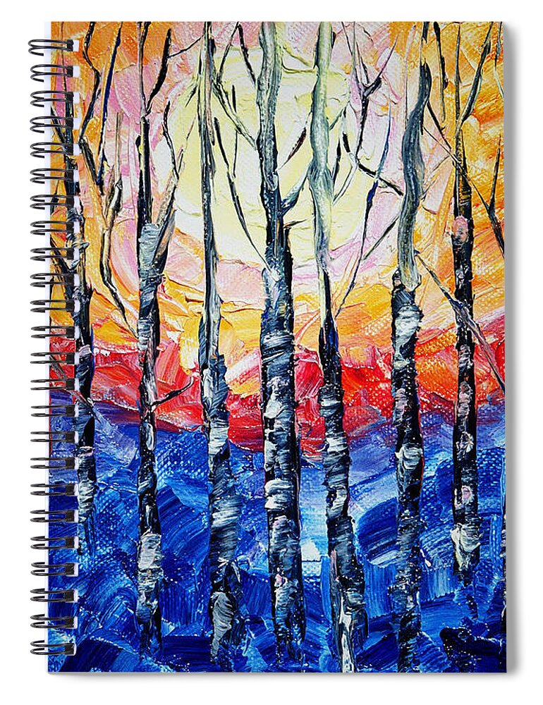 Art Spiral Notebook featuring the painting Abstract Sunset by OLena Art