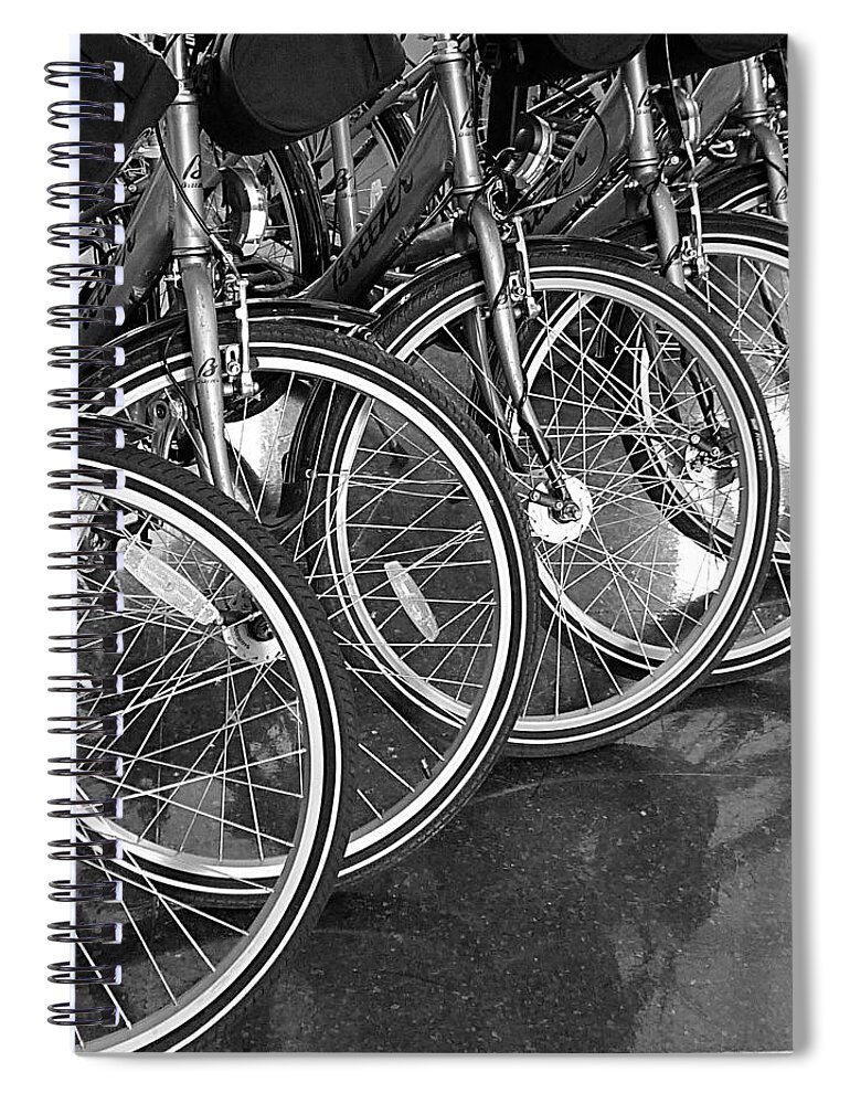 Abstract Spiral Notebook featuring the photograph Abstract - These Wheels are Spoken For by Richard Reeve