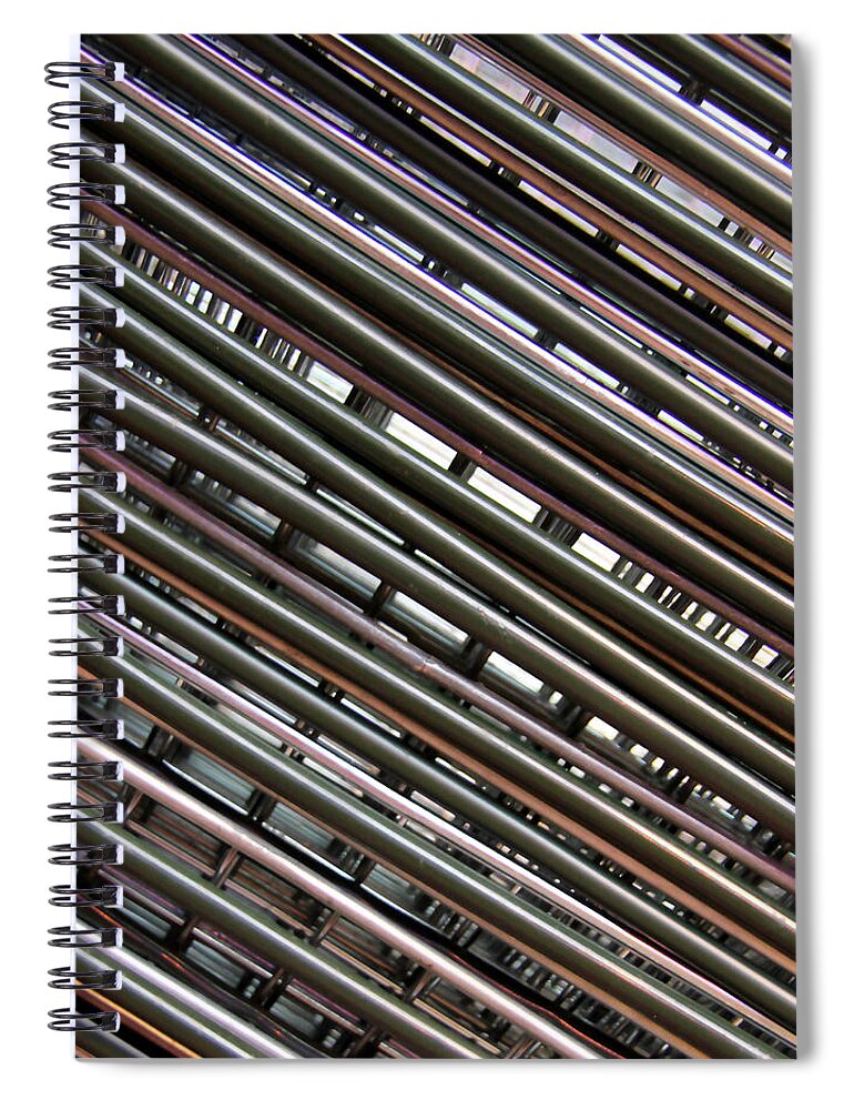 In A Row Spiral Notebook featuring the photograph Abstract View Of Shopping Baskets by Andrea Kennard Photography