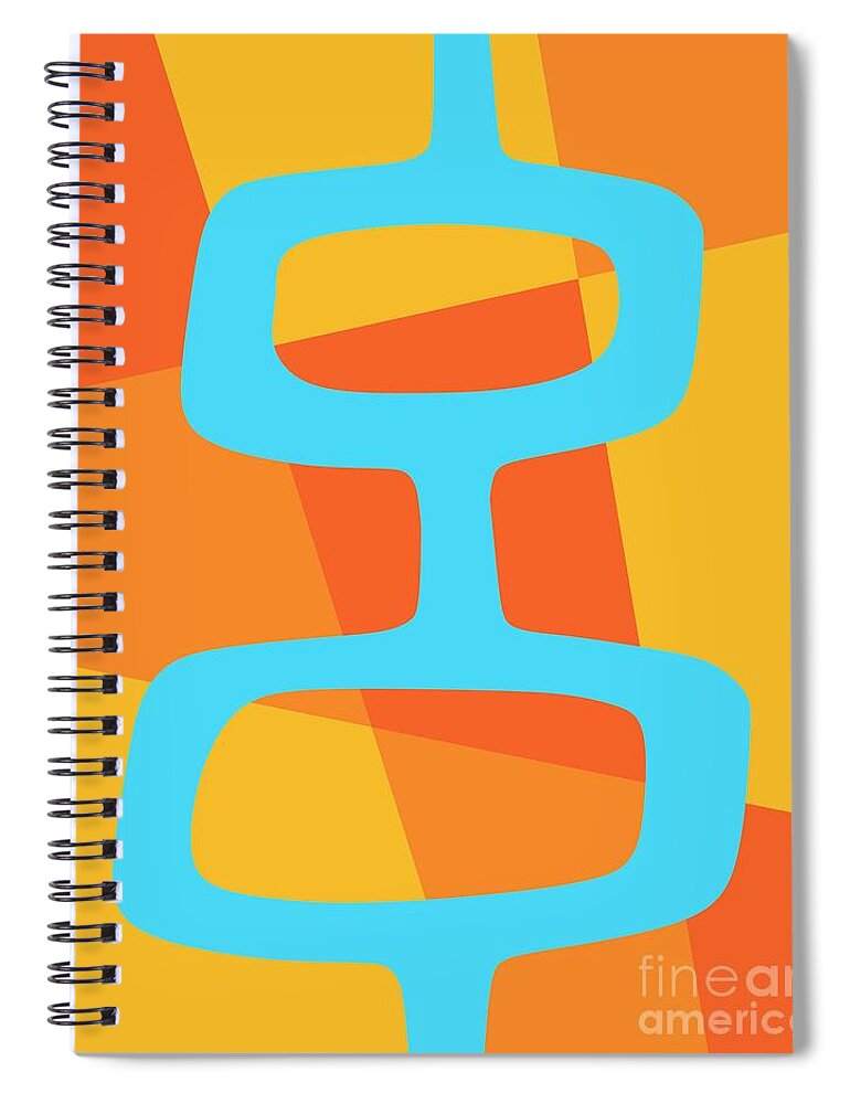 Turquoise Spiral Notebook featuring the digital art Abstract with Turquoise Pods 1 by Donna Mibus