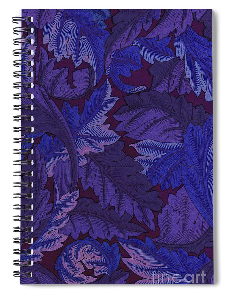 Vintage Spiral Notebook featuring the digital art Acanthus Leaves in Purple by Melissa A Benson