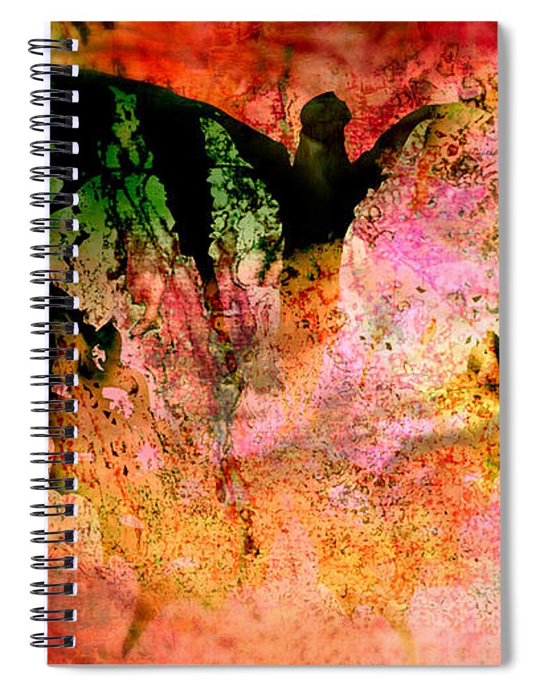 Acrylic Spiral Notebook featuring the painting Acid Wings by Ally White