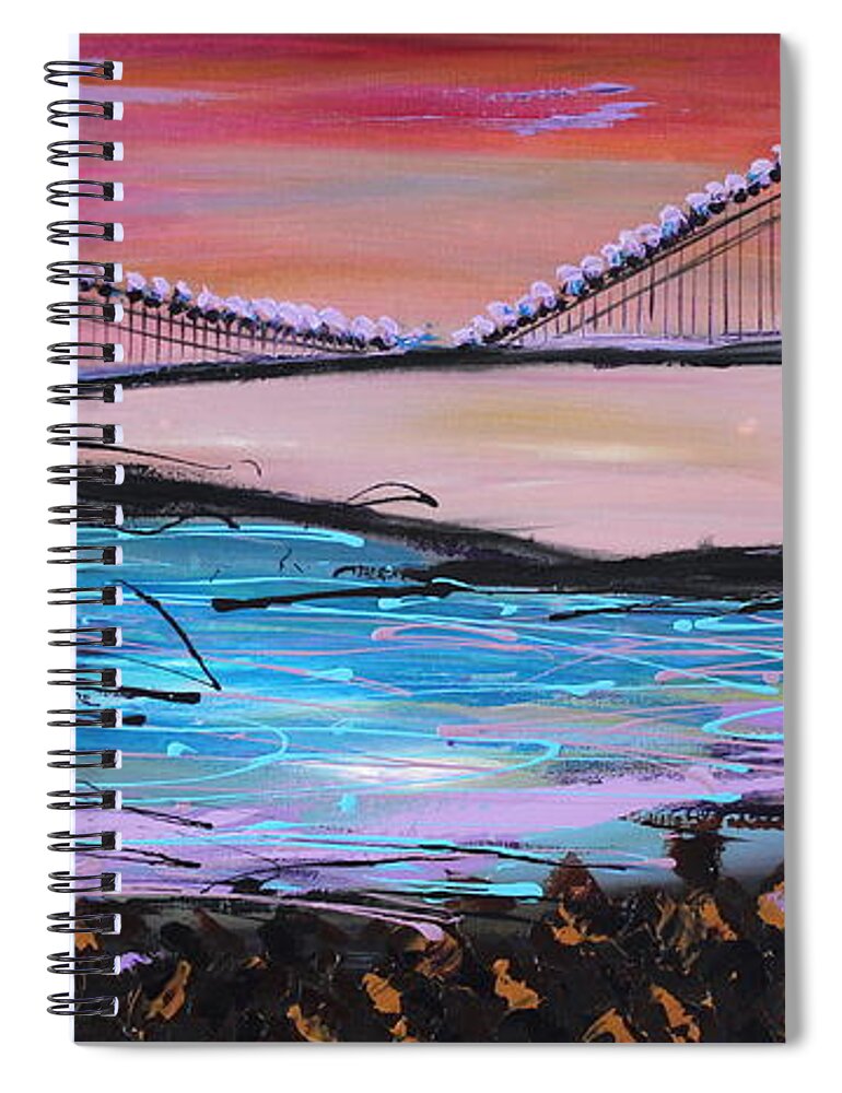 Feather Painting Spiral Notebook featuring the painting Across the sea by Preethi Mathialagan