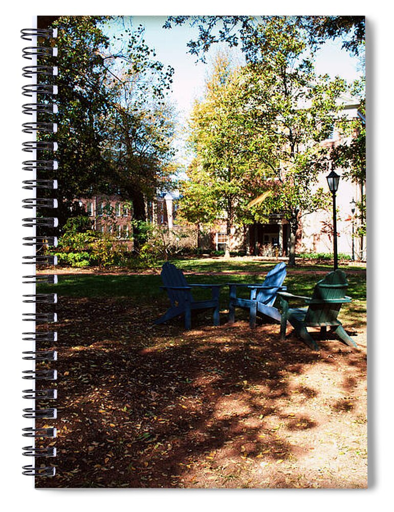 Art Spiral Notebook featuring the photograph Adirondack Chairs 5 - Davidson College by Paulette B Wright