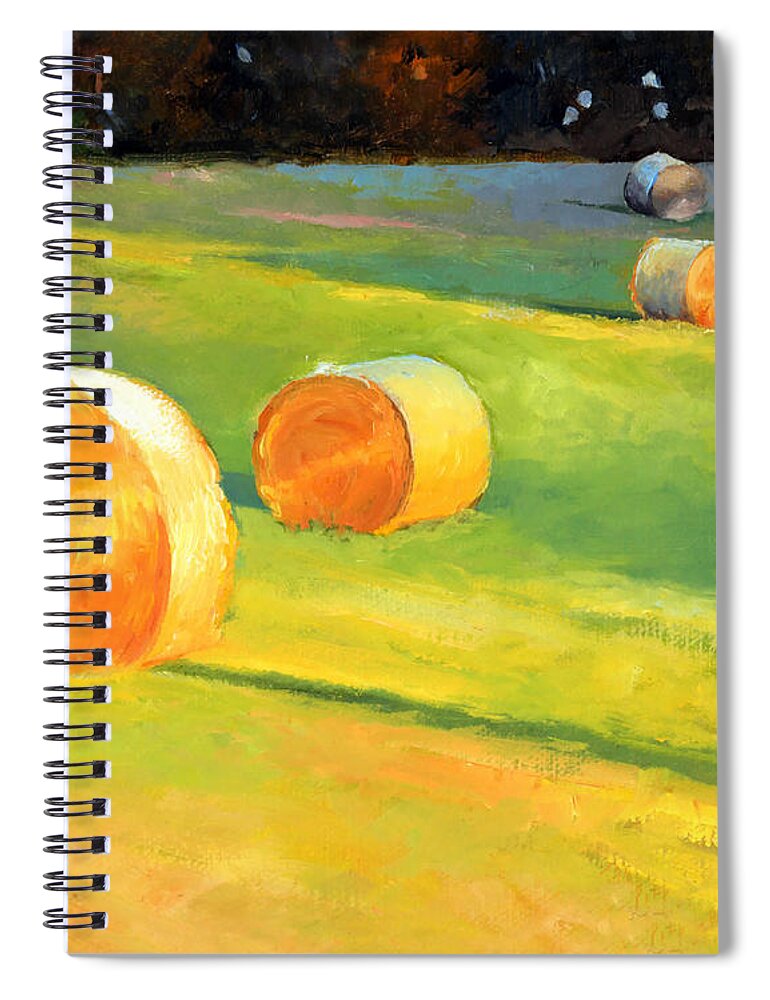 Nature Spiral Notebook featuring the painting Advance Mills Hall Bales by Catherine Twomey