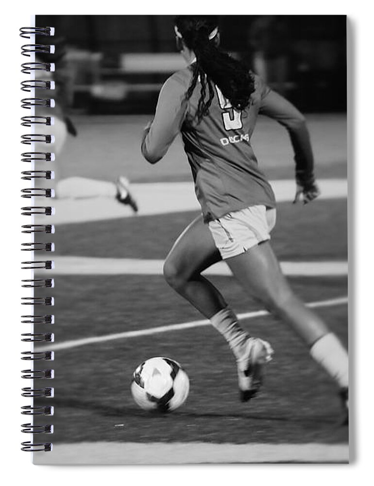 Monochrom Spiral Notebook featuring the photograph Advancing the Ball by Laddie Halupa
