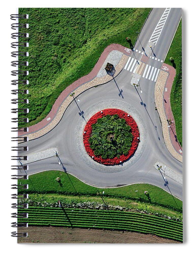 Grass Spiral Notebook featuring the photograph Aerial Photo Of Traffic Circle In by Dariuszpa