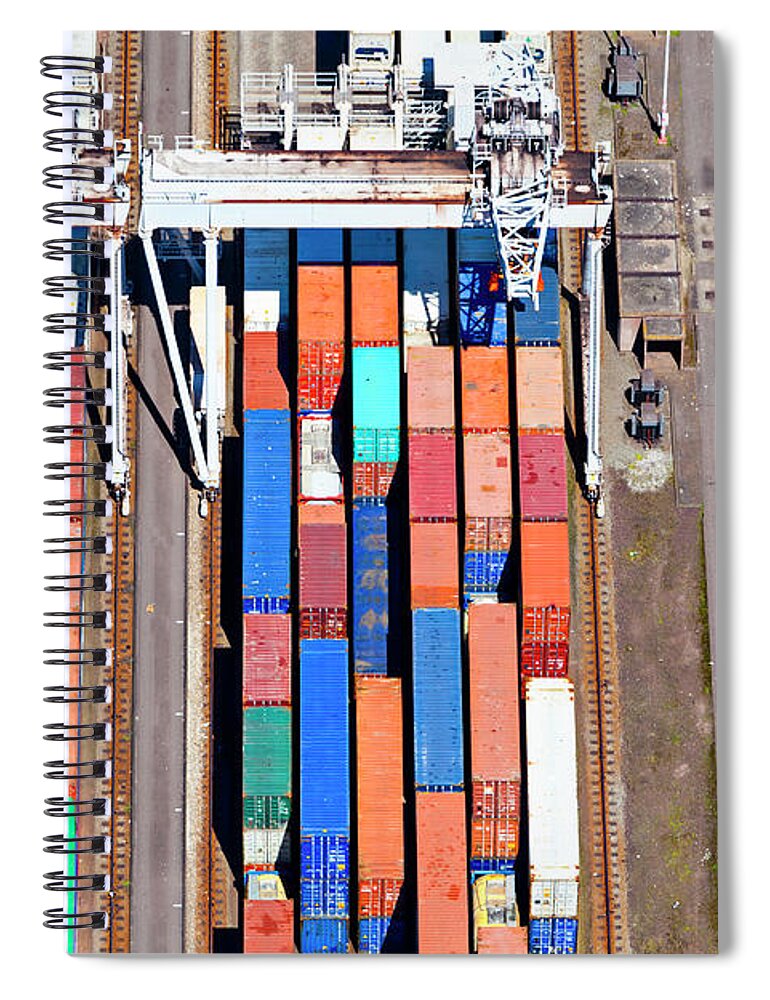 Freight Transportation Spiral Notebook featuring the photograph Aerial View Of A Large Container by Opla