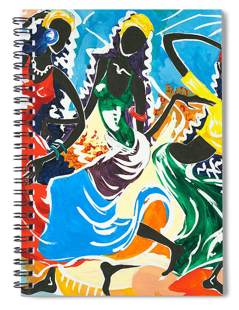 Canvas Prints Spiral Notebook featuring the painting African Dancers No. 2 by Elisabeta Hermann