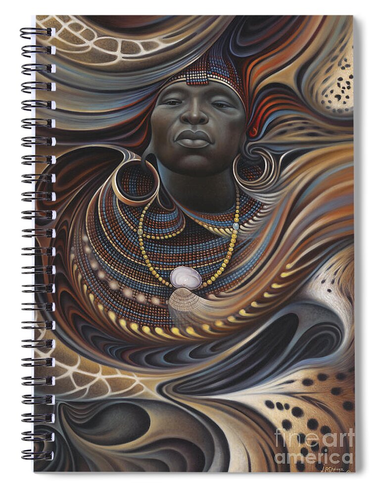 African Spiral Notebook featuring the painting African Spirits I by Ricardo Chavez-Mendez