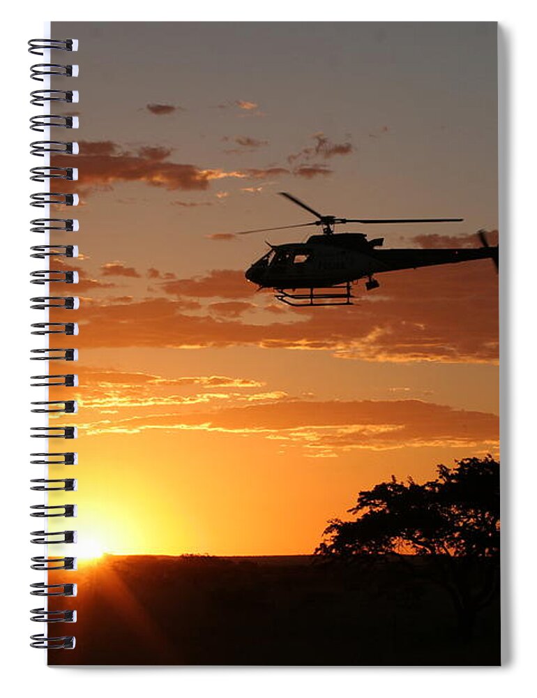 Eurocopter As350 B3 Spiral Notebook featuring the photograph African Sunset II by Paul Job