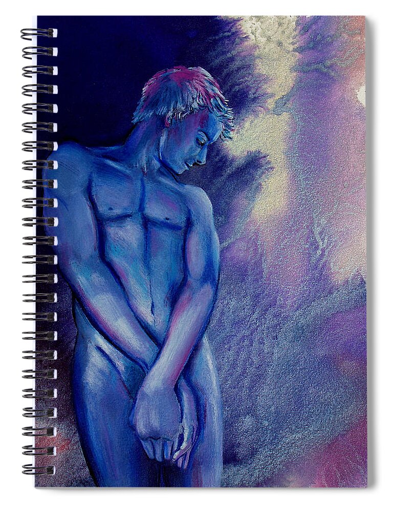 Male Figure Drawing Spiral Notebook featuring the painting After Midnight by Rene Capone