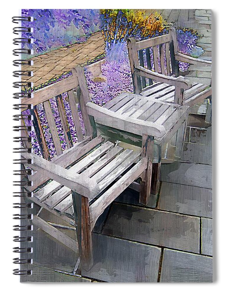 Chairs Spiral Notebook featuring the painting After Spring Rain by RC DeWinter