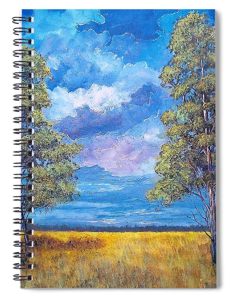 Landscape Spiral Notebook featuring the painting After the Rain by Suzanne Theis