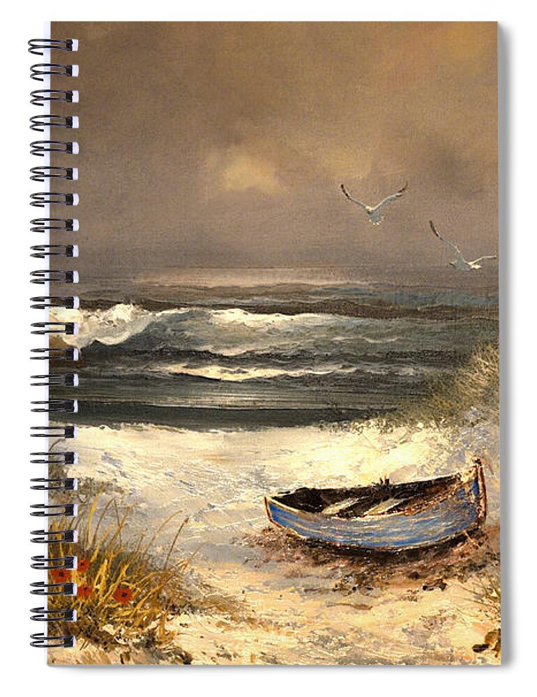Seascape Spiral Notebook featuring the painting After The Storm Passed by Sandi OReilly