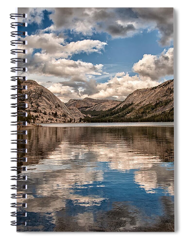 Water Lake Reflection Mountains Yosemite National Park Sierra Nevada Landscape Scenic Nature California Sky Clouds Rocks Spiral Notebook featuring the photograph Afternoon at Tenaya by Cat Connor
