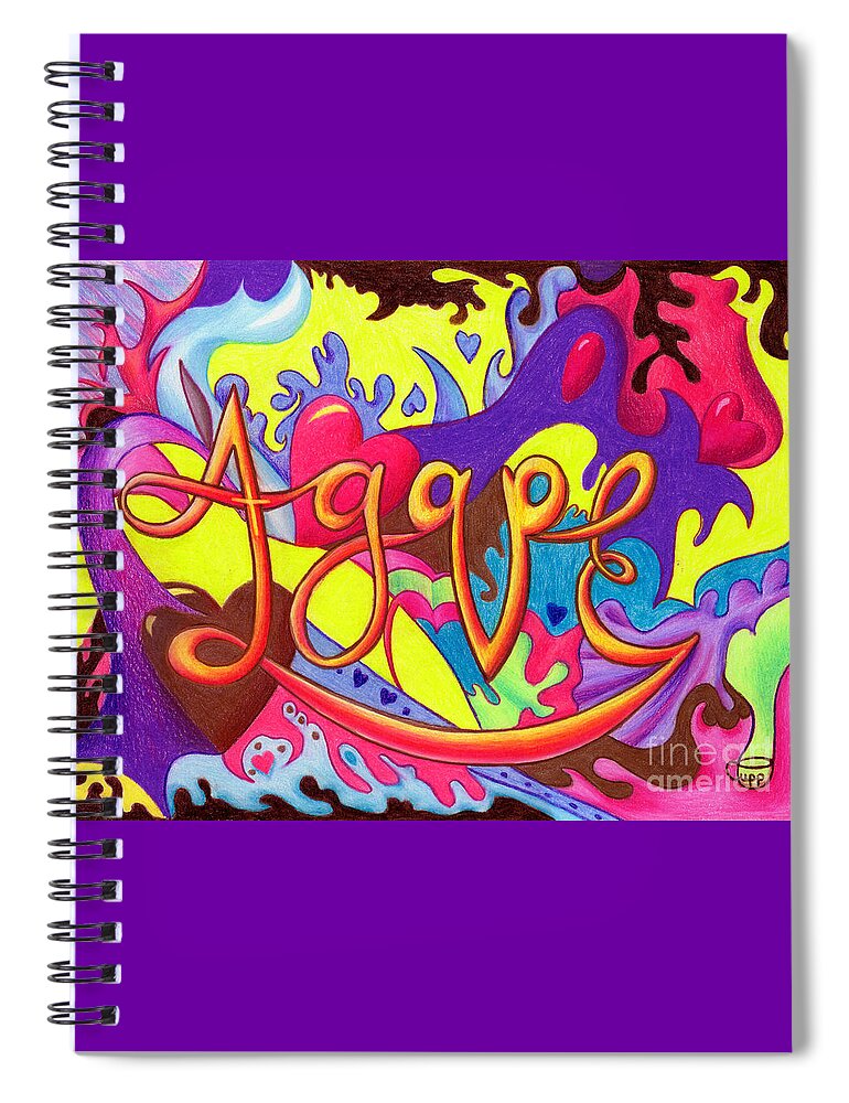 Agape Spiral Notebook featuring the painting Agape by Nancy Cupp