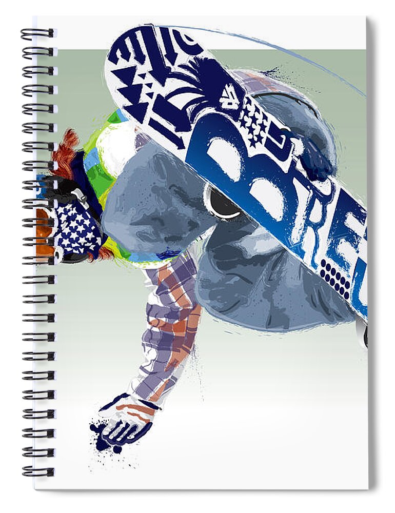 Shaun White Spiral Notebook featuring the digital art Air Born for Gold by Scott Weigner