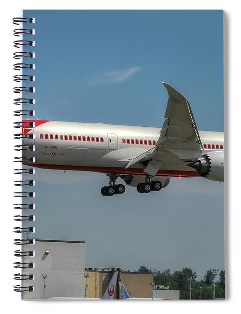 Boeing Spiral Notebook featuring the photograph Air India 787 by Jeff Cook