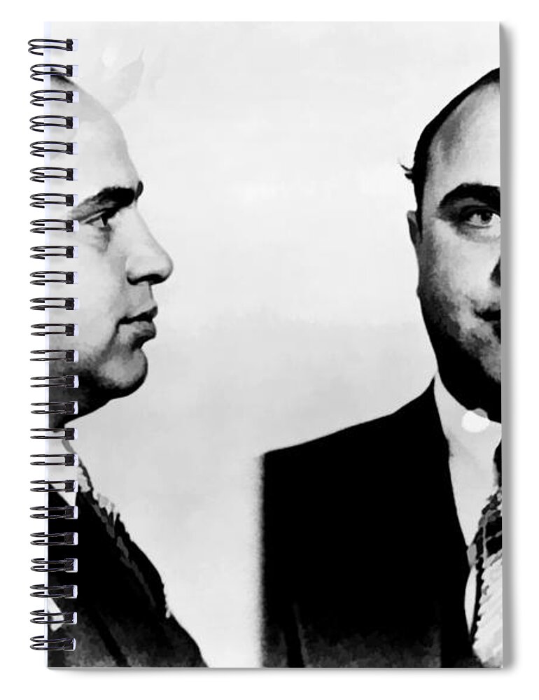 Black Spiral Notebook featuring the photograph Al Capone Mug Shot by Edward Fielding