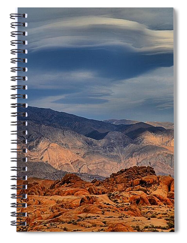 Lenticular Clouds Spiral Notebook featuring the photograph Alabama Hills Lenticular Clouds by Adam Jewell
