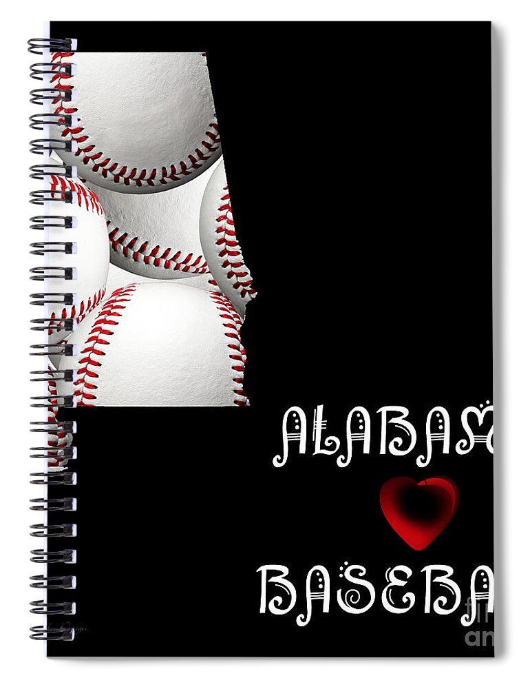 Andee Design Spiral Notebook featuring the digital art Alabama Loves Baseball by Andee Design