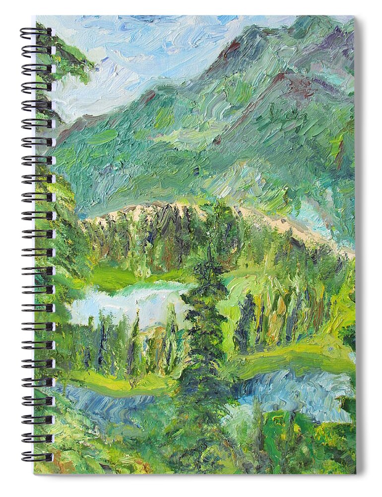 Mountain Spiral Notebook featuring the painting Alaska Mountain Range by Shea Holliman