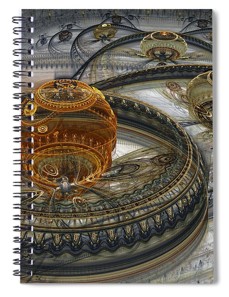 Alien Spiral Notebook featuring the digital art Alien landscape II by Martin Capek